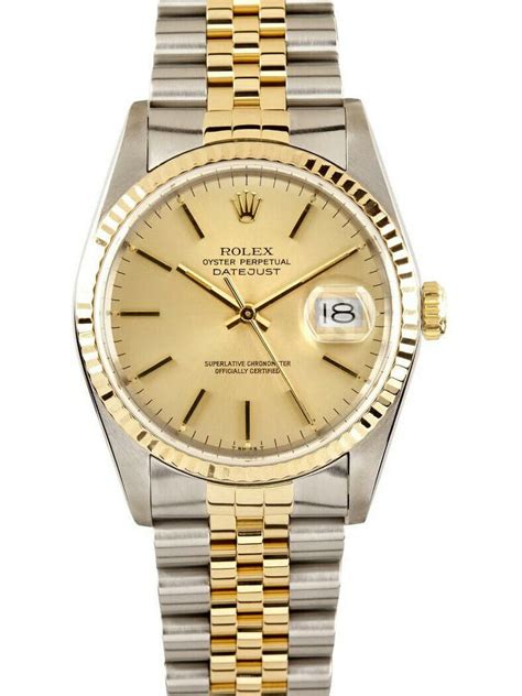 rolex datejust two tone fluted champagne index dial mens watch|rolex datejust 36mm 16233.